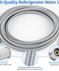 12ft braided stainless steel ice maker water line with 1/4-inch compression fittings for universal fridge connection