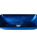 Rectangular Blue Glass Vessel Sink For Bathroom 22 Inch Above Counter Design Scratch Resistant And Easy Clean Interior Coordinates With Wall Mount Or Vessel Faucets For A Sleek Dope Modern Look.