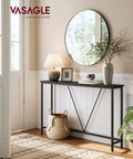 Slim Entryway Console Table With Industrial Chic Matte Black Steel Pipes, Narrow Living Room And Bedroom Sofa Table, Easy Assembly