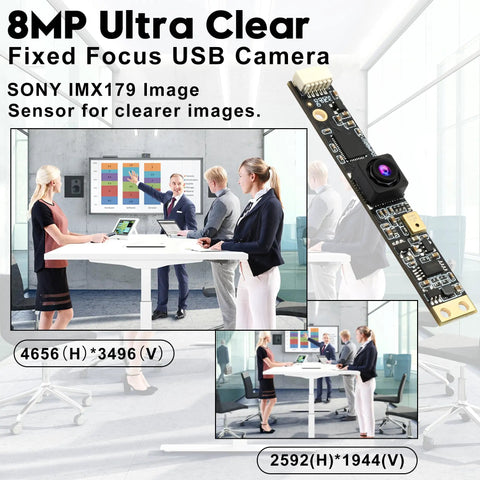 Dope 8MP USB Webcam With Built In Microphone For PC And Raspberry Pi Ultra HD 3264x2448 64 Degree No Distortion Lens