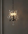 Oil Rubbed Bronze 12 Inch 3 Light Dope Bohemian Pendant Light With Vintage LED Branch Ceiling Fixture, acrylic crystals