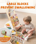 Flat Out Favorite For Little Kiddos With This Wooden Baby Walker Activity Center, child playing with sensory blocks.