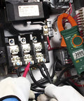 Technician using 400A True RMS AC Clamp Meter with Non Contact Voltage Detection, 1.2 Inch Jaw on electrical panel