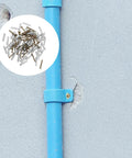 40-Set Drywall Anchors And Screws Kit For Wood And Concrete Walls Self-Drilling Steel Anchors affixed to blue pipe in concrete