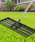 72-Inch Lawn Leveling Rake With Stainless Steel Handle, Heavy Duty Yard Leveler Tool in use on a green lawn