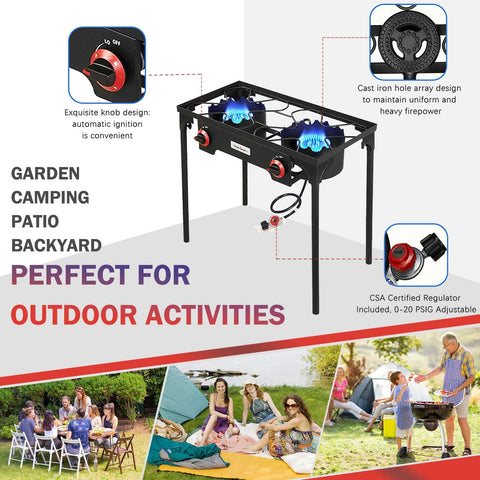 High Pressure Propane Outdoor Cooking Grill Burner For Camping And Backyard BBQs With CSA Regulator 0 To 20 PSIG