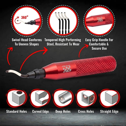 Deburring Tool With 11 HSS M2 Blades Including Extra 10 Replacement BK3010 Blades, Micro Polished Aluminum Handle With Diamond Knurled Grip, Swivel Head For Small Holes Up To 1.5mm, A Handy Slick Tool For 3D Printing PVC And Metal