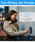 Woman using Rock Solid 5 In 1 Smart Deadbolt With Handle Fingerprint Scanner And Keypad Keyless Entry Door Lock Wifi App.