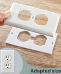 Universal Foam Outlet Insulation Pads And Draft Sealers Set For Electrical Outlets And Light Switch Covers, Easy Cut To Fit EVA Foam Wall Gaskets, White, Stops Drafts And Cold Air Infiltration shown with adapter size