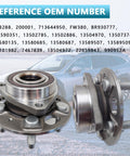Front And Rear Wheel Hub Bearing Assembly 513288 Fits 2010 To 2020 Chevy Equinox Impala Malibu Limited, heavy duty, ABS, two piece