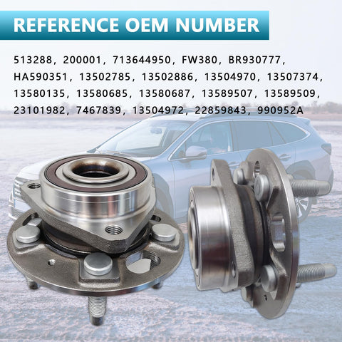 Front And Rear Wheel Hub Bearing Assembly 513288 Fits 2010 To 2020 Chevy Equinox Impala Malibu Limited, heavy duty, ABS, two piece