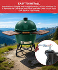 Green egg grill on mountain with Four Inch Swivel And Locking Stem Caster Wheels With Plate For Green Egg Rolling Carts Replacement Parts