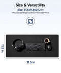 Oversized Gaming Mouse Pad With Durable Stitched Edges And Non Slip Rubber Base For Home Office And Gaming Setups 31.5 Inches By 11.8 Inches Desk Mat Keyboard Mat shown with keyboard and headphones