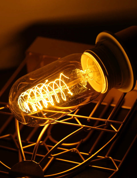 Vintage Edison Light Bulbs 40 Watt Incandescent Amber Glass Warm White 2700K E26 Base 6 Pack showcasing warm glow
