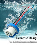 Two Pack Car Fog Light Socket Wire Harness Connector Compatible With 9007 9004 HB1 HB5 Bulbs in water showcasing ceramic design.