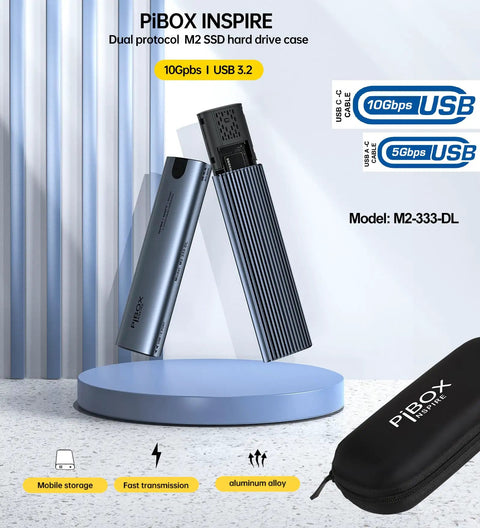 Hassle Free Nvme M2 Enclosure For Usb 3.2 Drives with aluminum casing and USB cable, featuring 10Gbps speeds.