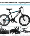 Kids Mountain Bike 20 Inch With 7 Speed Drivetrain, Front Suspension Fork And Disc Brakes, Easy To Ride For Ages 5 10