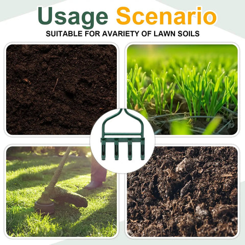 42 Inch Manual Lawn Aerator Tool With Core Plug Tines for Lawn and Soil Aeration, heavy duty tool usage scenarios with grass and soil