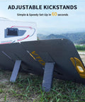 200W Foldable Solar Panel Kit With Stand For Power Stations, 19V Output, camping setup next to RV
