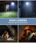 Rechargeable LED Flashlights 99,000 Lumen Super Bright Handheld Lights With 7 Modes Waterproof USB Rechargeable shown in multiple uses