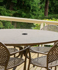 Patio Table Umbrella Hole Wedge Plugs And Stabilizer Sleeve Set For Two To Two And A Half Inch Table Holes And One And A Half Inch Umbrella Poles Cone Ring Stabilizer Black Two Pack on outdoor table.