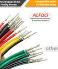 Colorful 14-18AWG wires demonstrating ALFOCI copper nickel plating for corrosion resistance