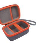 Open Hard EVA Case For Kids Music Player With Velvet Lining Travel Storage Bag showing mesh pocket and handle strap