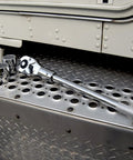 3/4 Inch Drive Quick Release Teardrop Ratchet, 24-Tooth, 19-3/4 Inch Length, Chrome Finish on metal surface