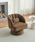 Cozy 360 Degree Swivel Barrel Accent Chair Set With Armrests Brown Modern Curved Back Upholstered Lounge Chair in living room