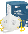 NIOSH Approved N95 Respirator Mask 10 Pack With Breathing Valve for job sites, cleanups, heavy duty dust and smoke filter