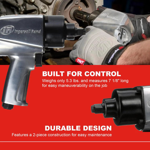 Mechanic using Beast Half Inch Air Impact Wrench with 450 Ft-Lbs Max Torque for automotive repair, featuring pistol grip design.