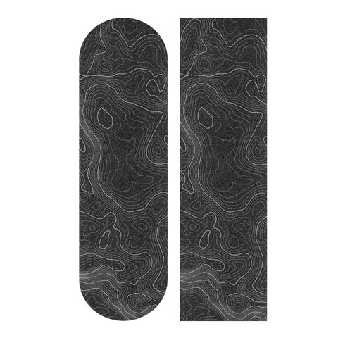 Contour Map Grip Tape For Skateboards 33 By 9 Inches Black With White Contour Lines Ultra High Traction Anti Slip Sandpaper