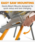 Close-up of Universal Portable Miter Saw Stand 2nd Generation Pro Grade With Quick Release Tool Mount Folding Design And 114 Inches