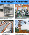 Wide range of applications for Tough As Nails 2 Pack 4 Inch V Groove Roller Wheels in gate, railway, machinery tracks, and lifting.
