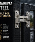 Beefy Heavy Duty Stainless Steel Trap Door Gate Hinges 180 Degree Swing Weld On Mount For Square Tube Gates Outdoor Use