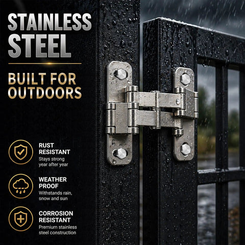 Beefy Heavy Duty Stainless Steel Trap Door Gate Hinges 180 Degree Swing Weld On Mount For Square Tube Gates Outdoor Use