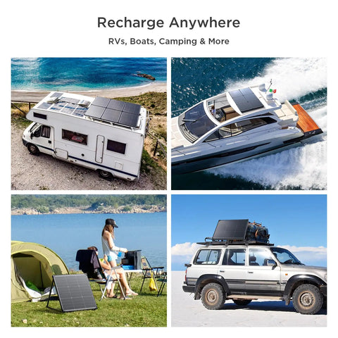 Premium 50 Watt Solar Panel Featuring Advanced N Type Cells And A Solid 25% Conversion Rate Built For Off Grid RV Campers And Portable Power Banks at a camper and boat.