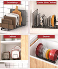 Two Pack Adjustable Cutting Board Organizer With 12 Dividers And Anti Slip Pads For Kitchen Cabinet Storage in various uses