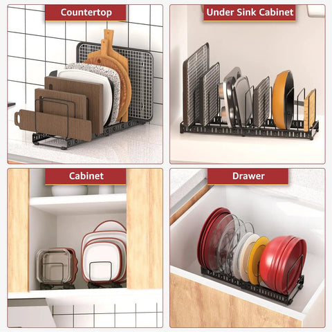 Two Pack Adjustable Cutting Board Organizer With 12 Dividers And Anti Slip Pads For Kitchen Cabinet Storage in various uses