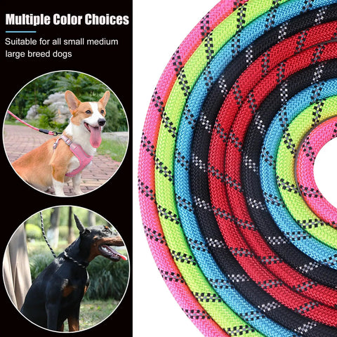 Multiple color options of 2 Pack Heavy Duty Dog Leashes With Padded Handle And Reflective Nylon Rope for all dog sizes.