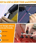 Pro DIY PDR Dent Repair Kit With 148 Pieces Dent Puller And LED Light Board in use demonstrating easy car dent removal.