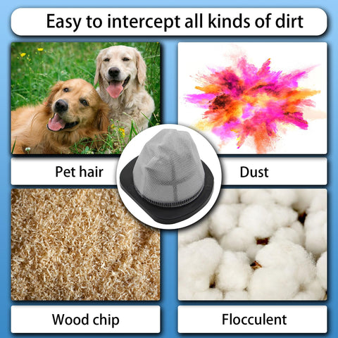 Replacement Filter Set For Bissell 3 In 1 Lightweight Stick Vacuum 38B1 38B1L 1059 Series showing filtration against pet hair, dust, wood chips, and flocculent