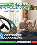 Parent and child enjoying Dope RC Stunt Plane For Kids And Adults With 3x Battery Life, LED Jet Fighter, indoor remote control use.