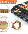 Heavy Duty Grade 8 Bolts And Nuts Set With Case, SAE Hex Bolts And Washers, Multi Size 1/4-20 5/16-18 3/8-16 1/2-13, open kit view
