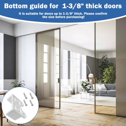 2 Pack Sliding Closet Door Floor Guides For 1 3 8 Inch Doors White Includes 8 Screws N 6565 Replacement Part in living room