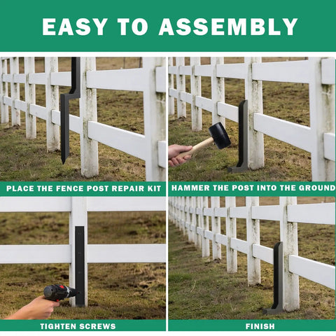 Heavy Duty H Shaped Galvanized Fence Post Repair Kit For Leaning Or Broken Wooden Posts In Yard Farm And Ranch 8 Pack Durable Steel Stakes For Quick Fence Fix
