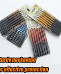 Packaging for 6.3 Inch Mini Crossbow Bolts With Bright Colors And Replaceable Tips, showing variety of colors.