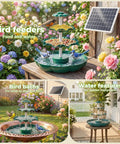 Sun Powered 6.5W Solar Bird Bath Fountain With 3 Tier Waterfall And 9 Streams, DIY Detachable Solar Pump in garden setting