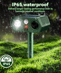 Motion Sensor Ultrasonic Outdoor Animal Deterrent With LED Strobe Lights For Cats, Dogs, Deer, Fox, Raccoon, Squirrel, Skunk And Rabbit For A No Fuss Lawn Yard Wildlife Repeller 2 Pack, IP65 waterproof solar unit on stake