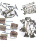 69-piece rotary tool accessory set with wire brushes, buffing wheels, and cylindrical polishing wheels with 3mm shanks